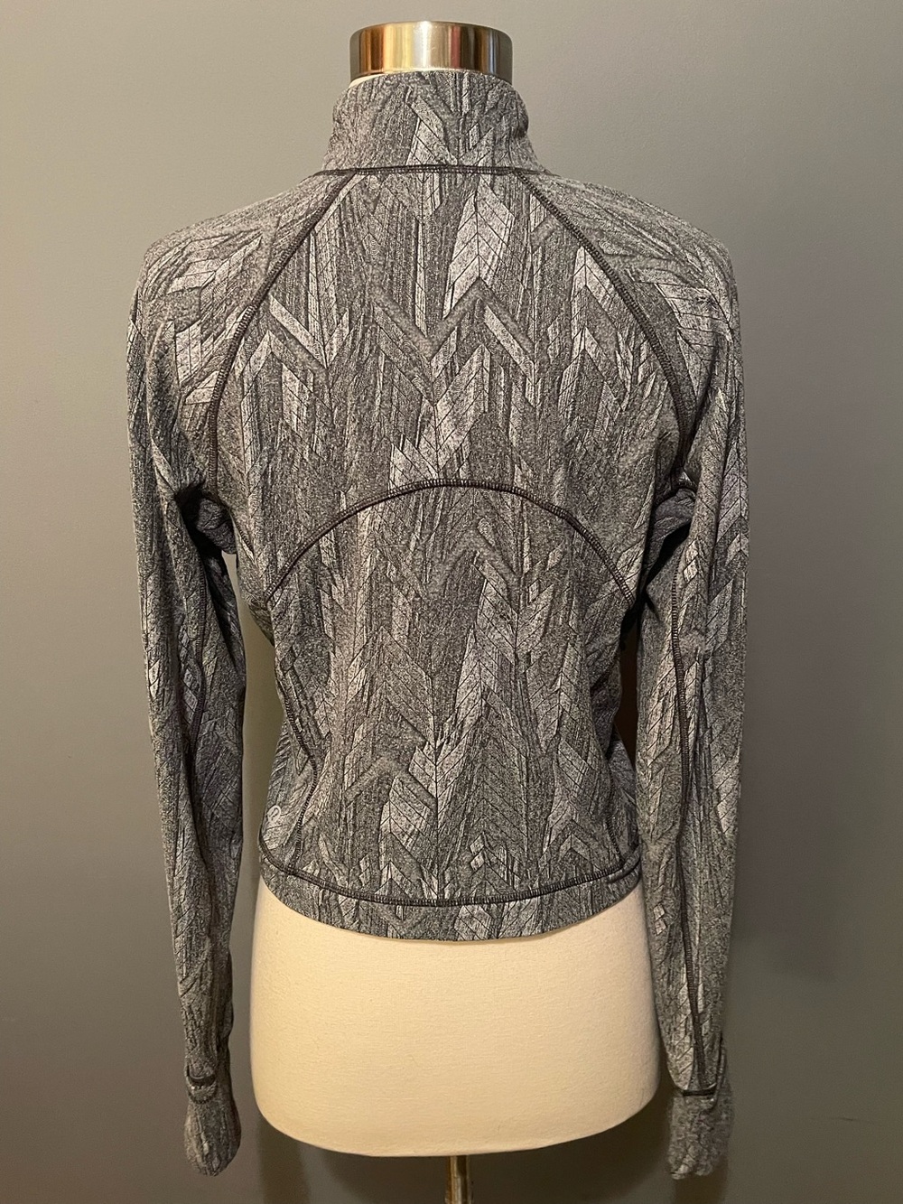 Lululemon Its Rulu Run Cropped Half Zip Reverberate Chevron Jacquard Graphite 10 - Picture 8 of 14
